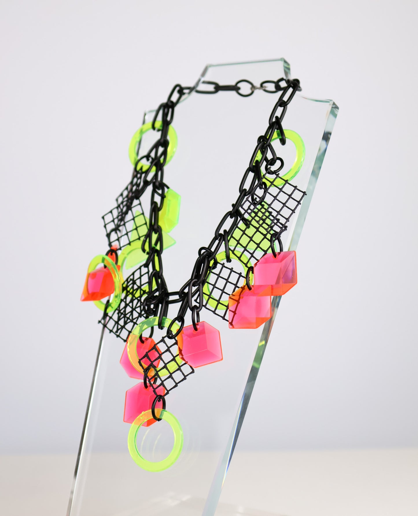 OOAK Postmodern Acrylic Necklace by Artist Eve Kaplin