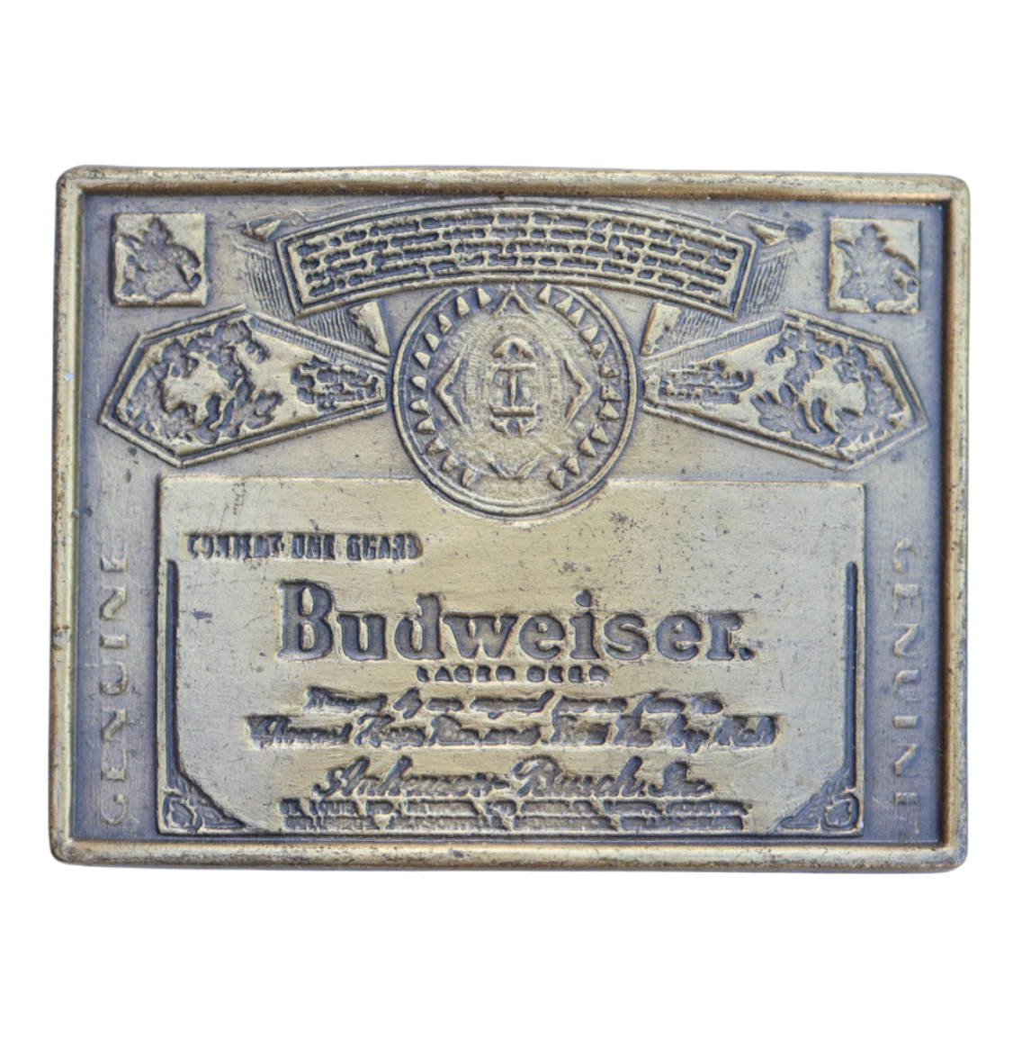 budweiser label belt buckle
