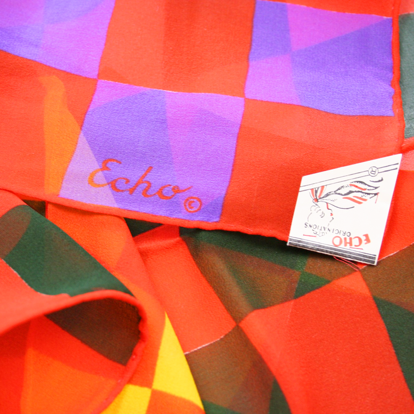 Mid Century Sheer Checker Print Scarves by Echo