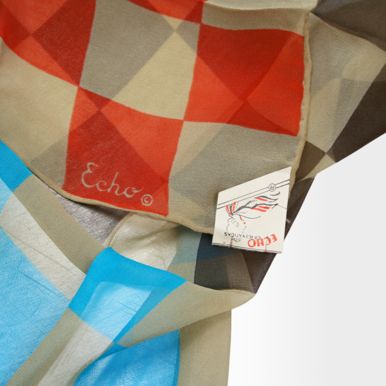 Mid Century Sheer Checker Print Scarves by Echo
