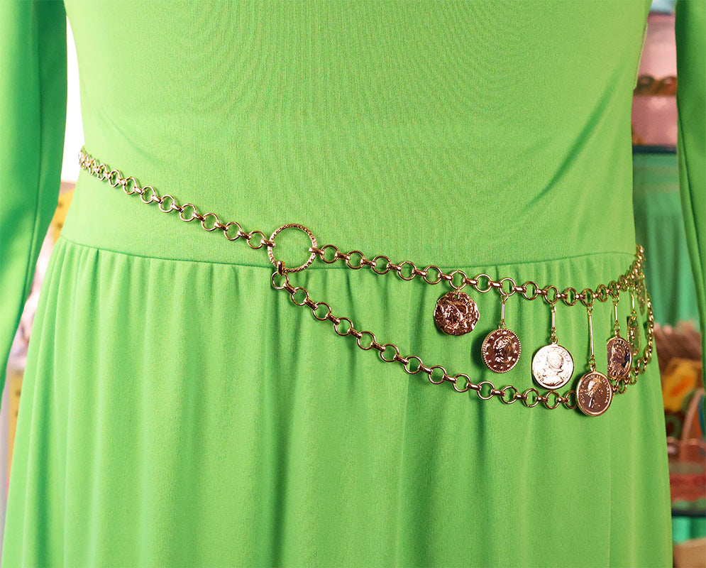 Deadstock Chain Swag Belts with Coin Charms