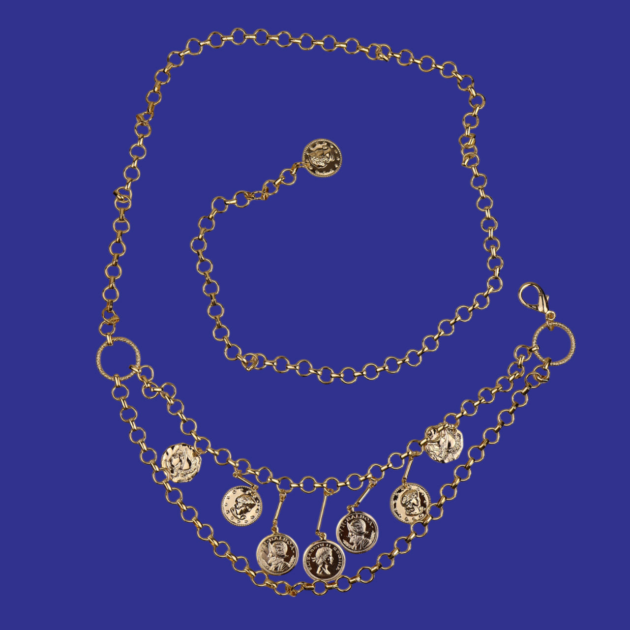 Deadstock Chain Swag Belts with Coin Charms