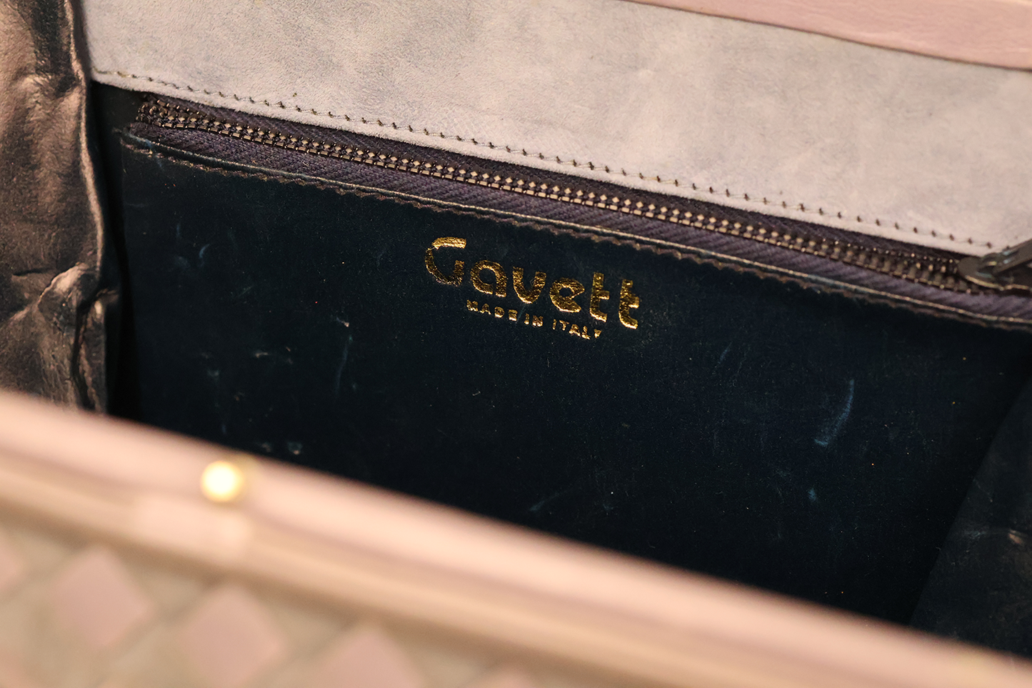 1970s Suede Gavett Italy Basketweave Purse
