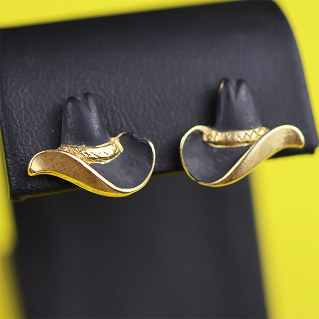 Vintage Cowboy Hat Stud Earrings