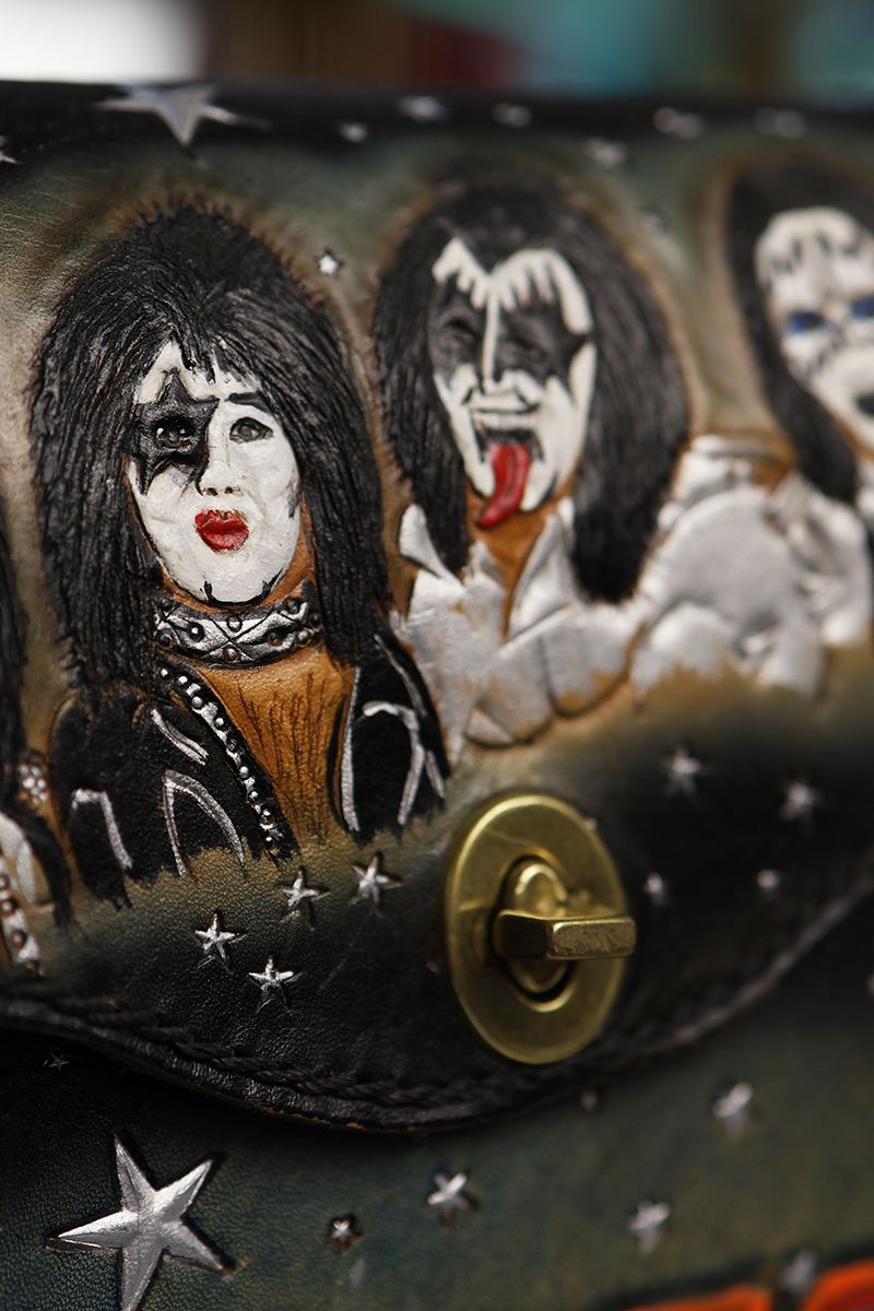 Hand Tooled & Painted KISS Purse
