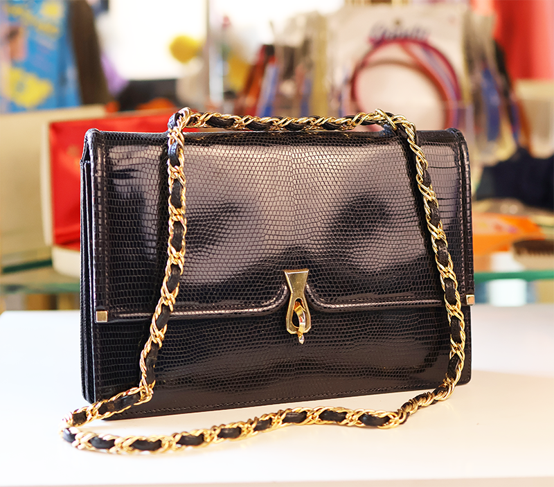 Vintage Italian Snakeskin Chain Strap Handbag
