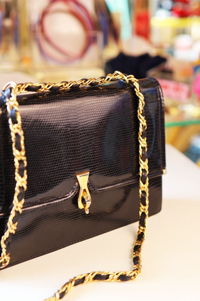 Vintage Italian Snakeskin Chain Strap Handbag