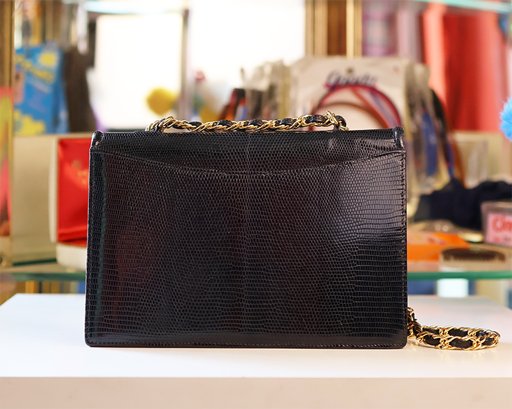 Vintage Italian Snakeskin Chain Strap Handbag