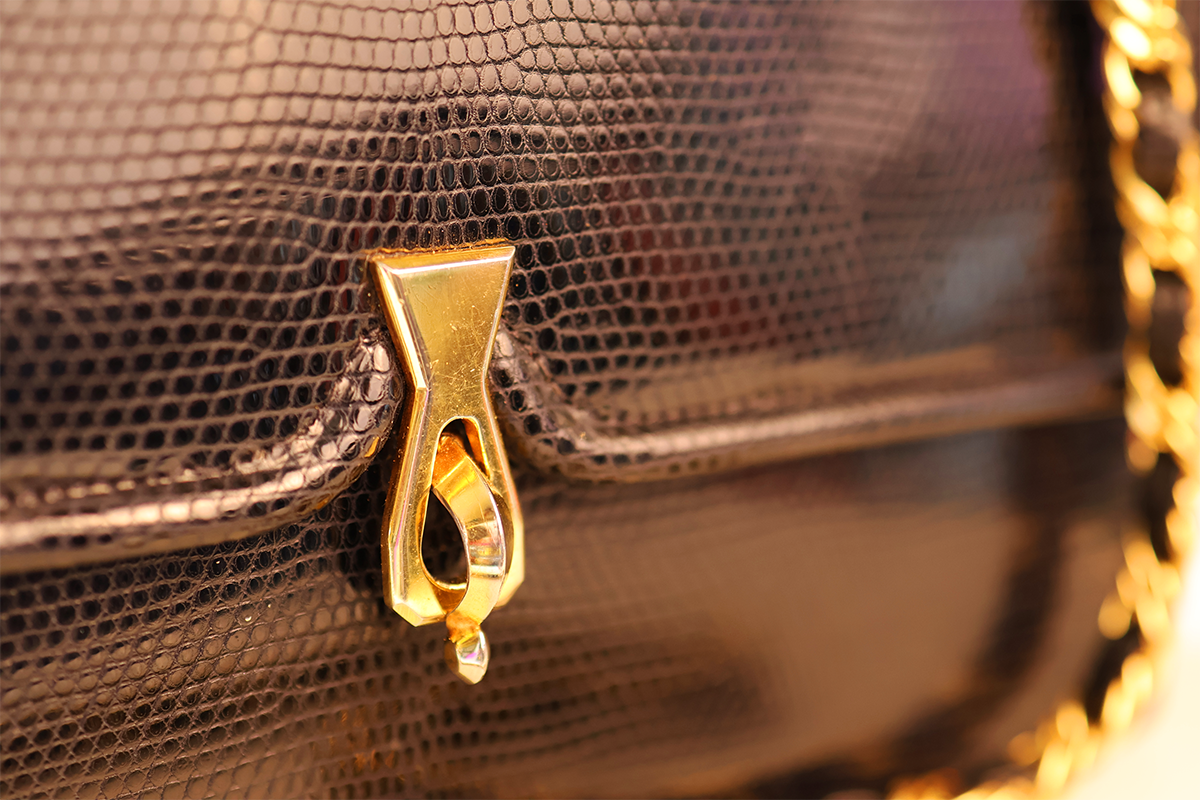 Vintage Italian Snakeskin Chain Strap Handbag