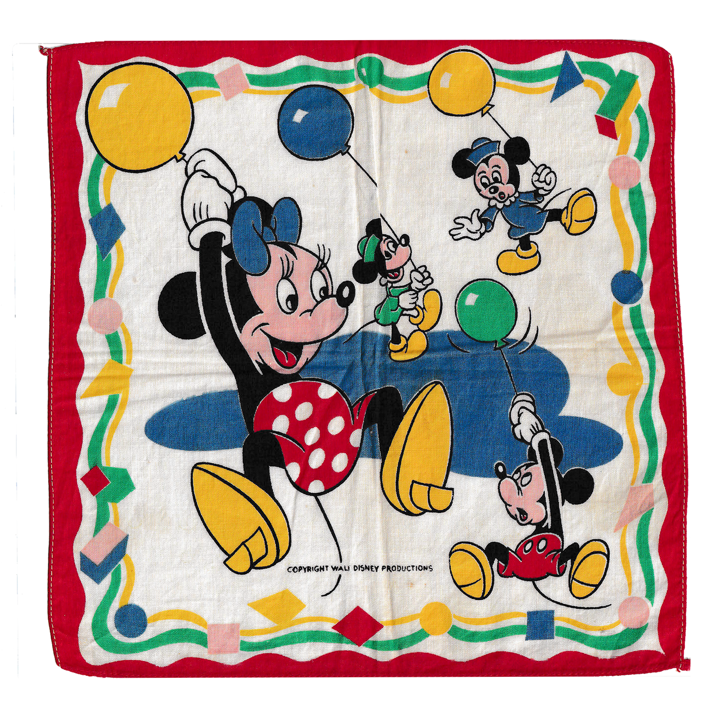Vintage Mickey, Minnie & Friends Balloon Handkerchief