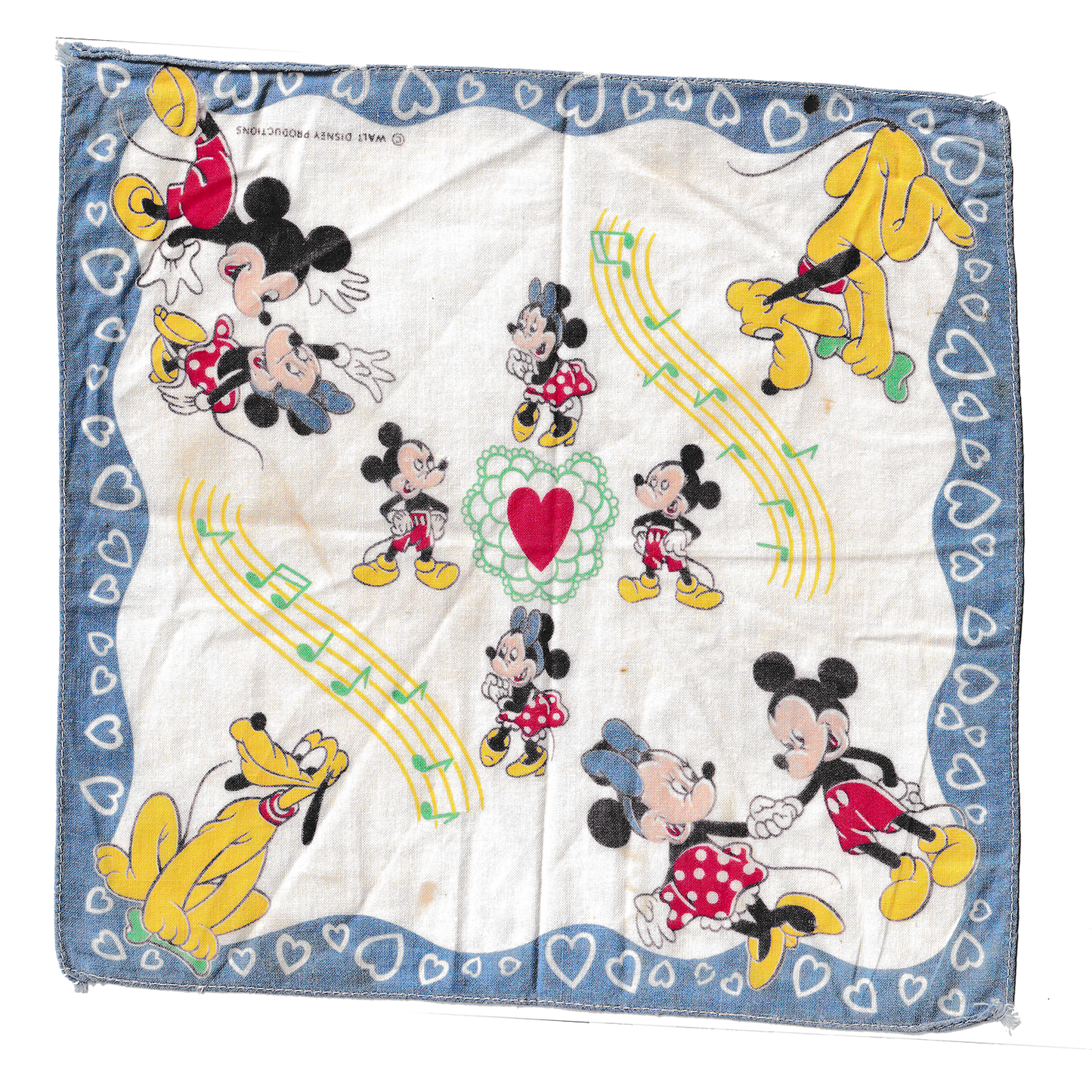 Vintage Minnie, Mickey & Pluto Handkerchief