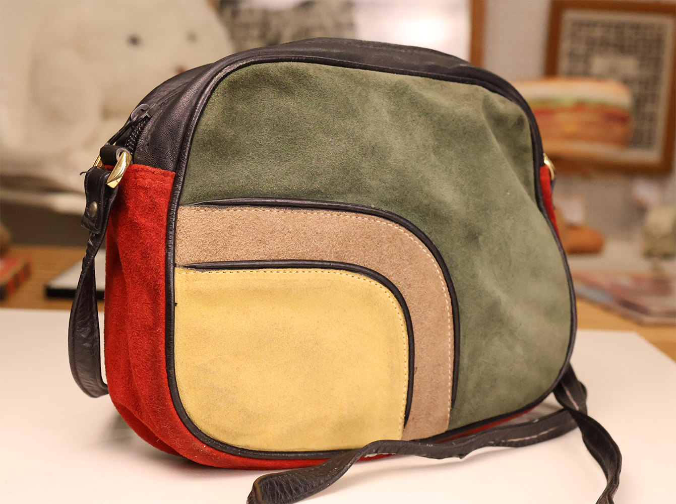 1970s Suede Niki Milano Color Block Purse