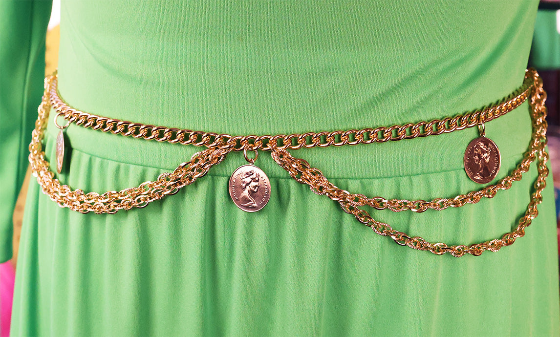 Deadstock Chain Swag Belts with Coin Charms