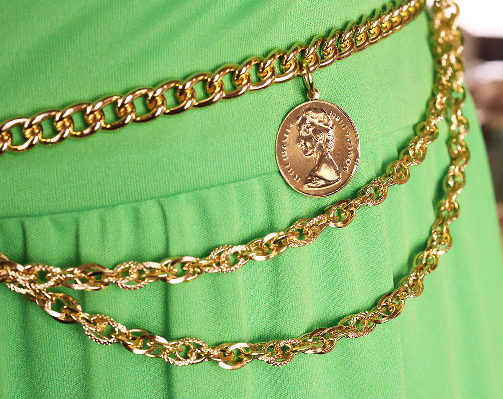 Deadstock Chain Swag Belts with Coin Charms
