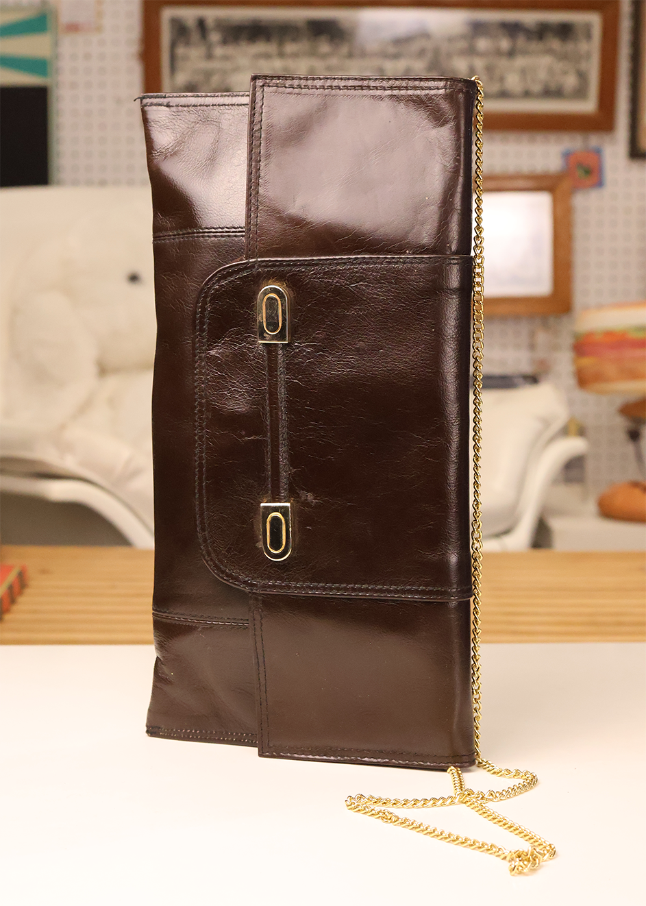 Vera Pelle Dark Chocolate Leather Clutch
