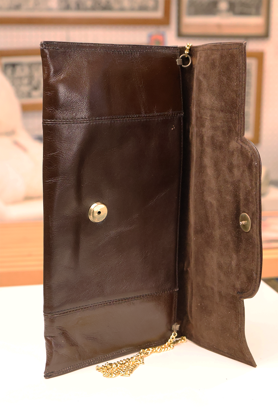 Vera Pelle Dark Chocolate Leather Clutch