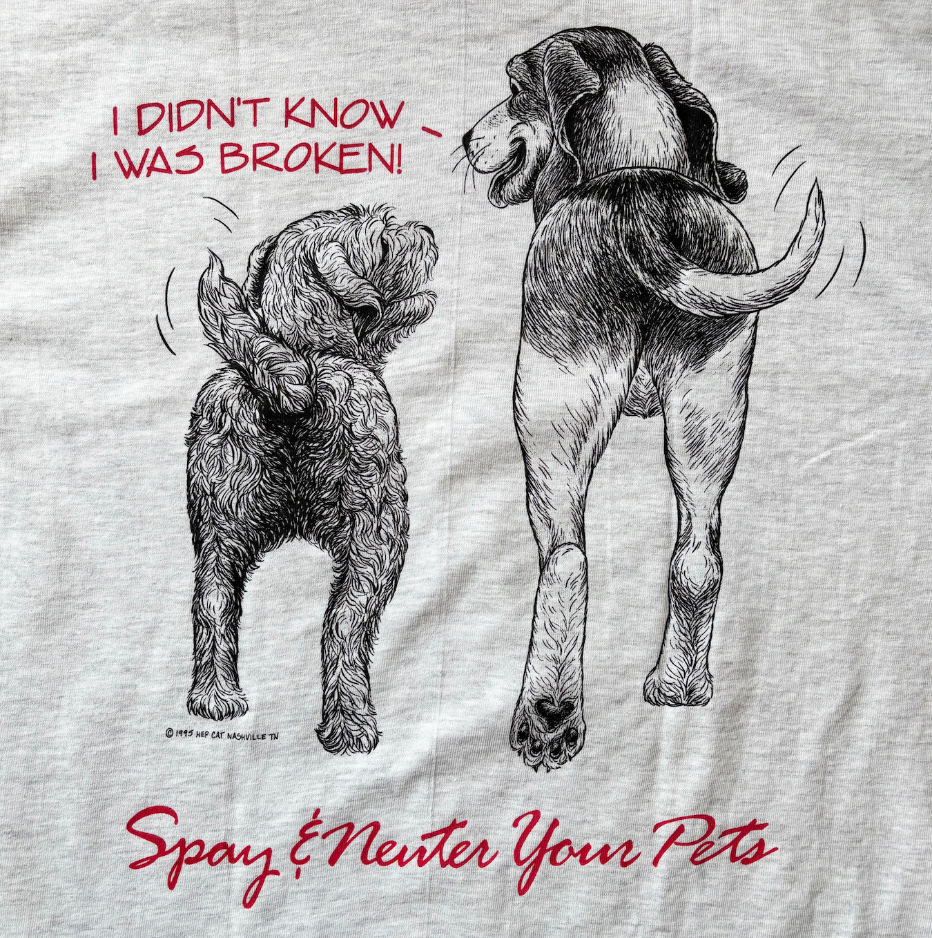 Vintage dog spay and neuter shirt back