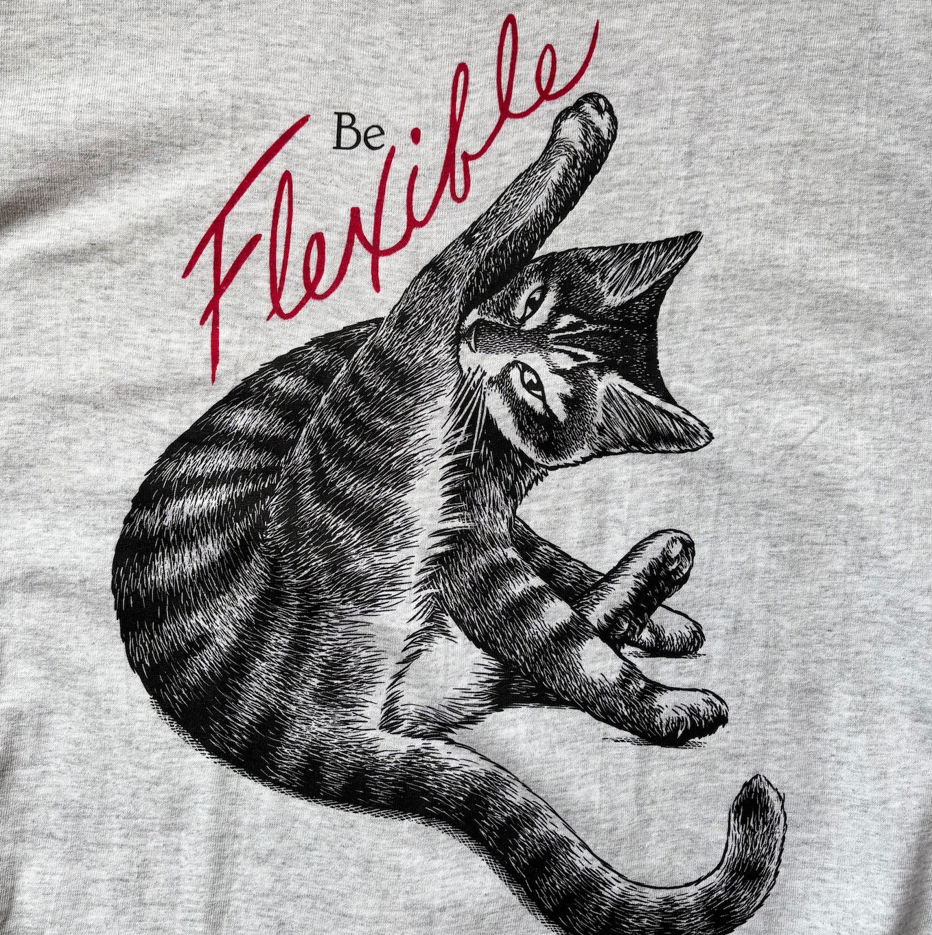 Vintage funny cat shirt be flexible having a bath