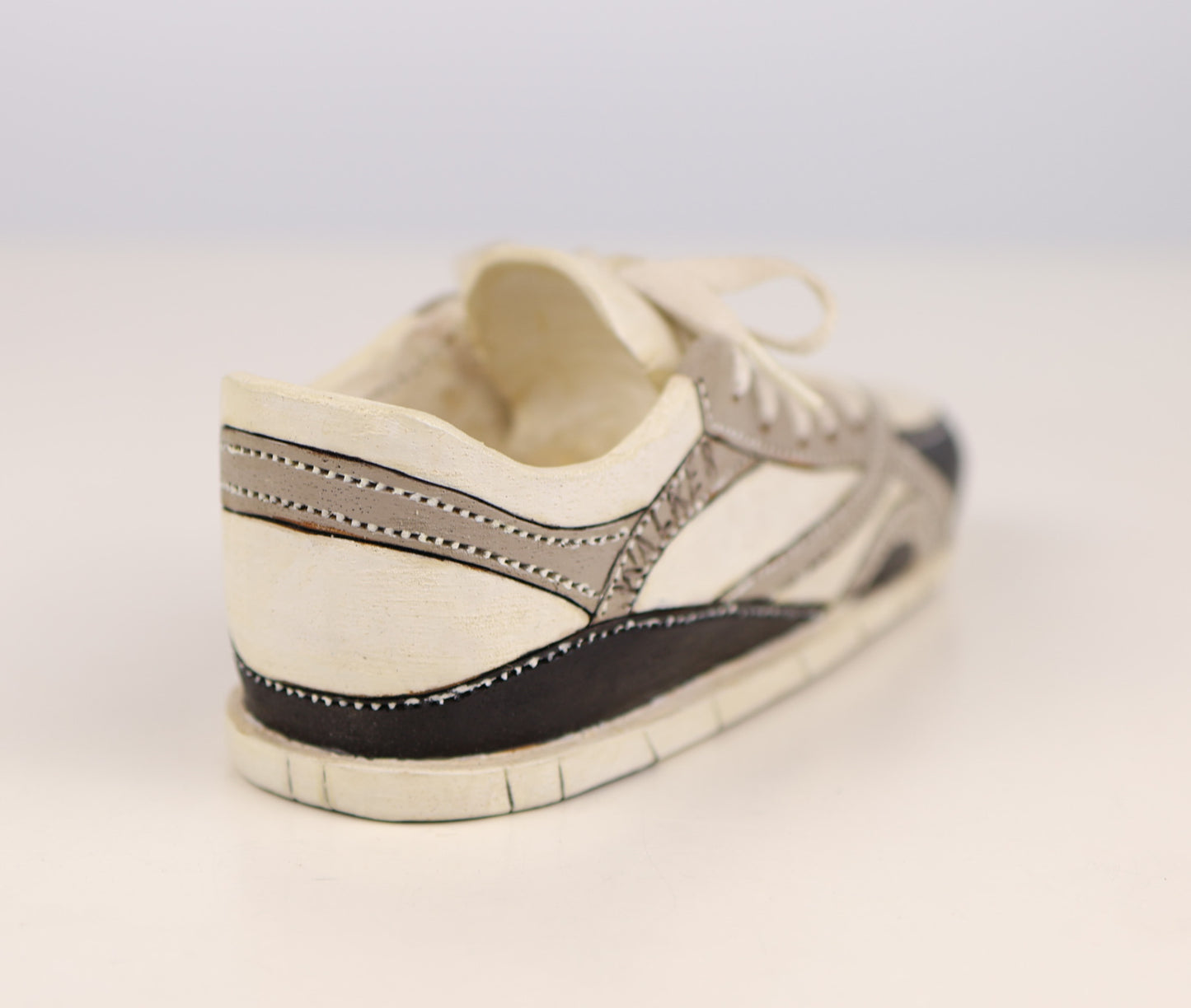 Folk Art Hand Carved Wood Sneaker Sculpture