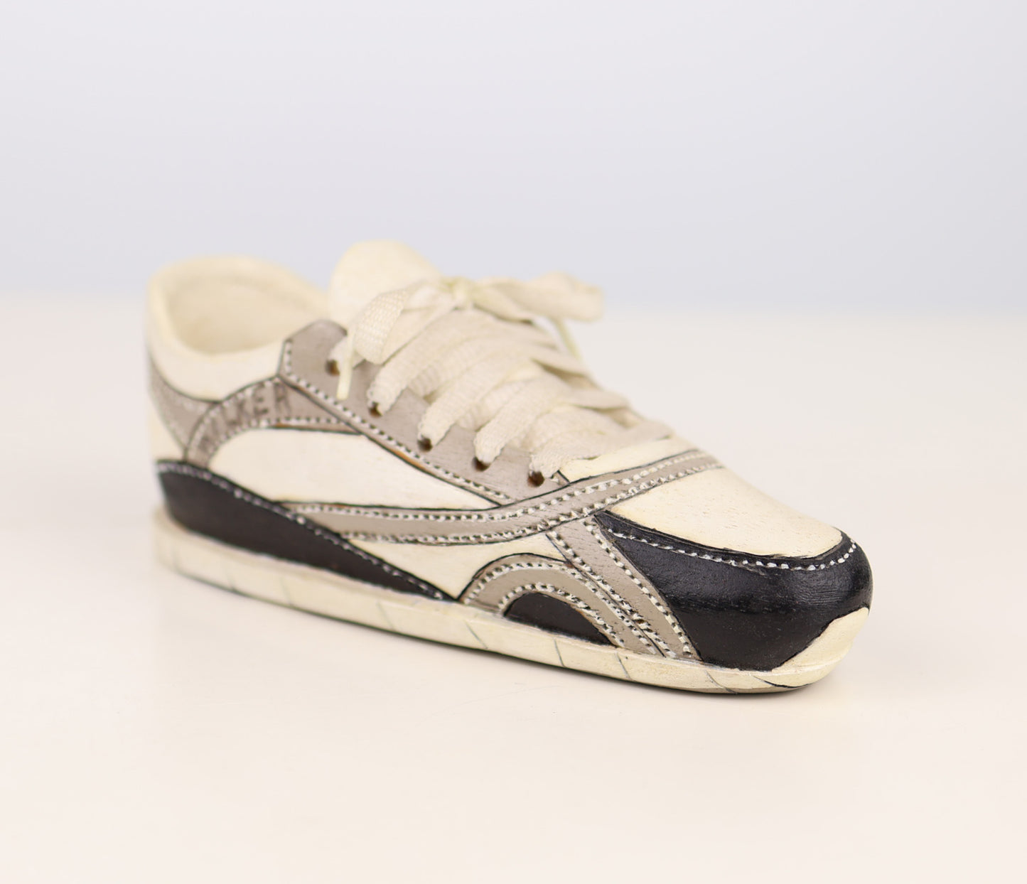 Folk Art Hand Carved Wood Sneaker Sculpture