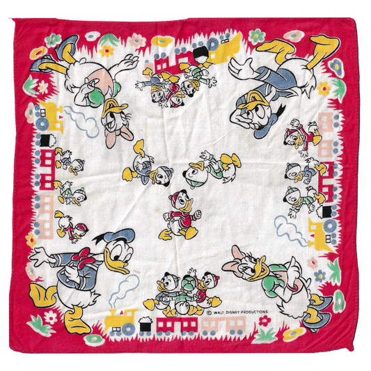 Vintage Donald Duck & Friends Train Handkerchief