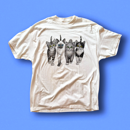 Vintage Cat Lover Graphic T-Shirt - "Coming and Going Kittens" Butts Funny Cat Tee