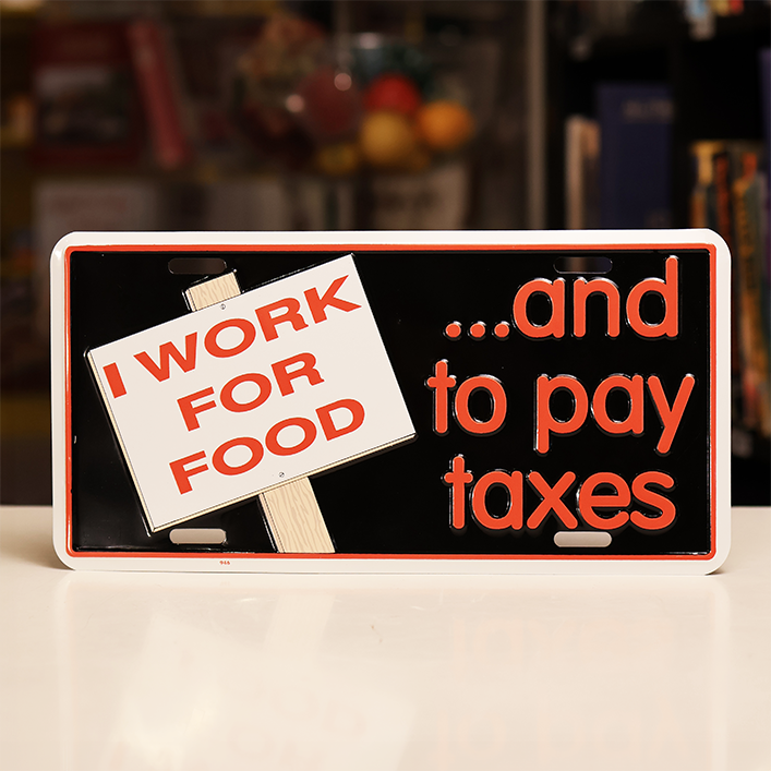 "I Work for Food" Novelty License Plate