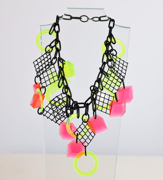 OOAK Postmodern Acrylic Necklace by Artist Eve Kaplin