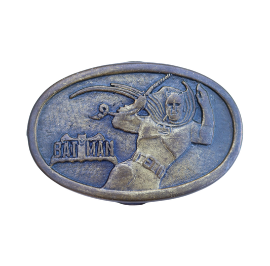 vintage brass batman belt buckle