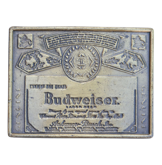 budweiser label belt buckle