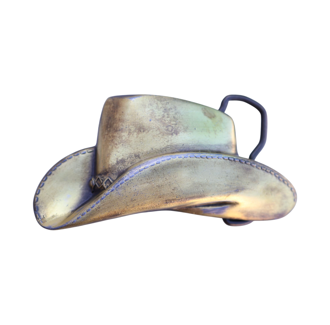 vintage brass cowboy hat belt buckle