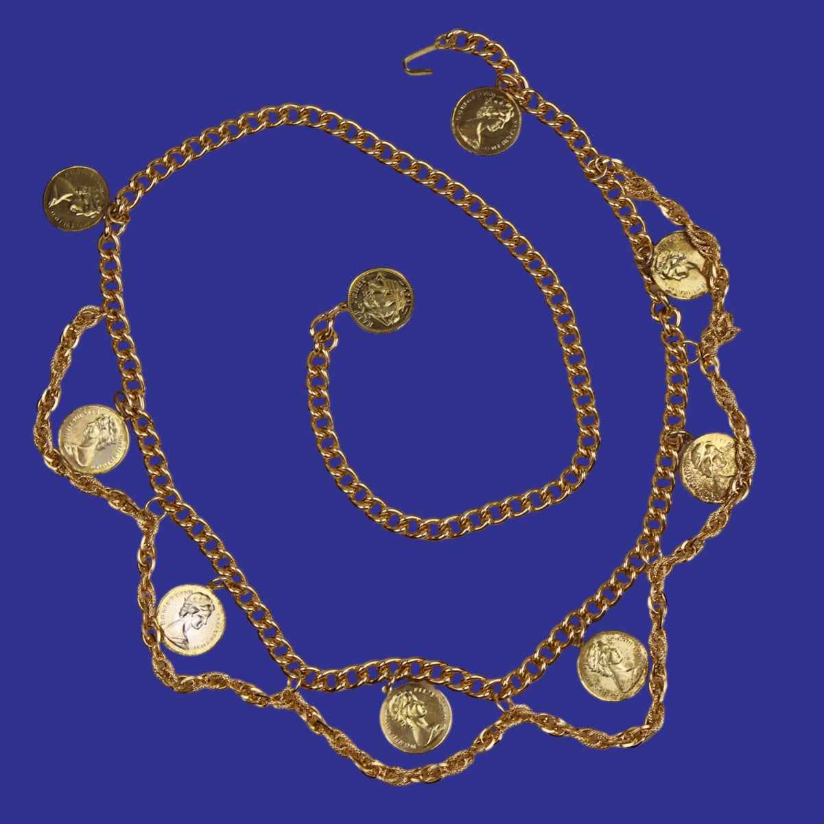 Deadstock Chain Swag Belts with Coin Charms