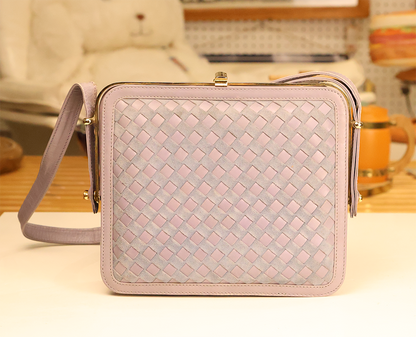 1970s Suede Gavett Italy Basketweave Purse