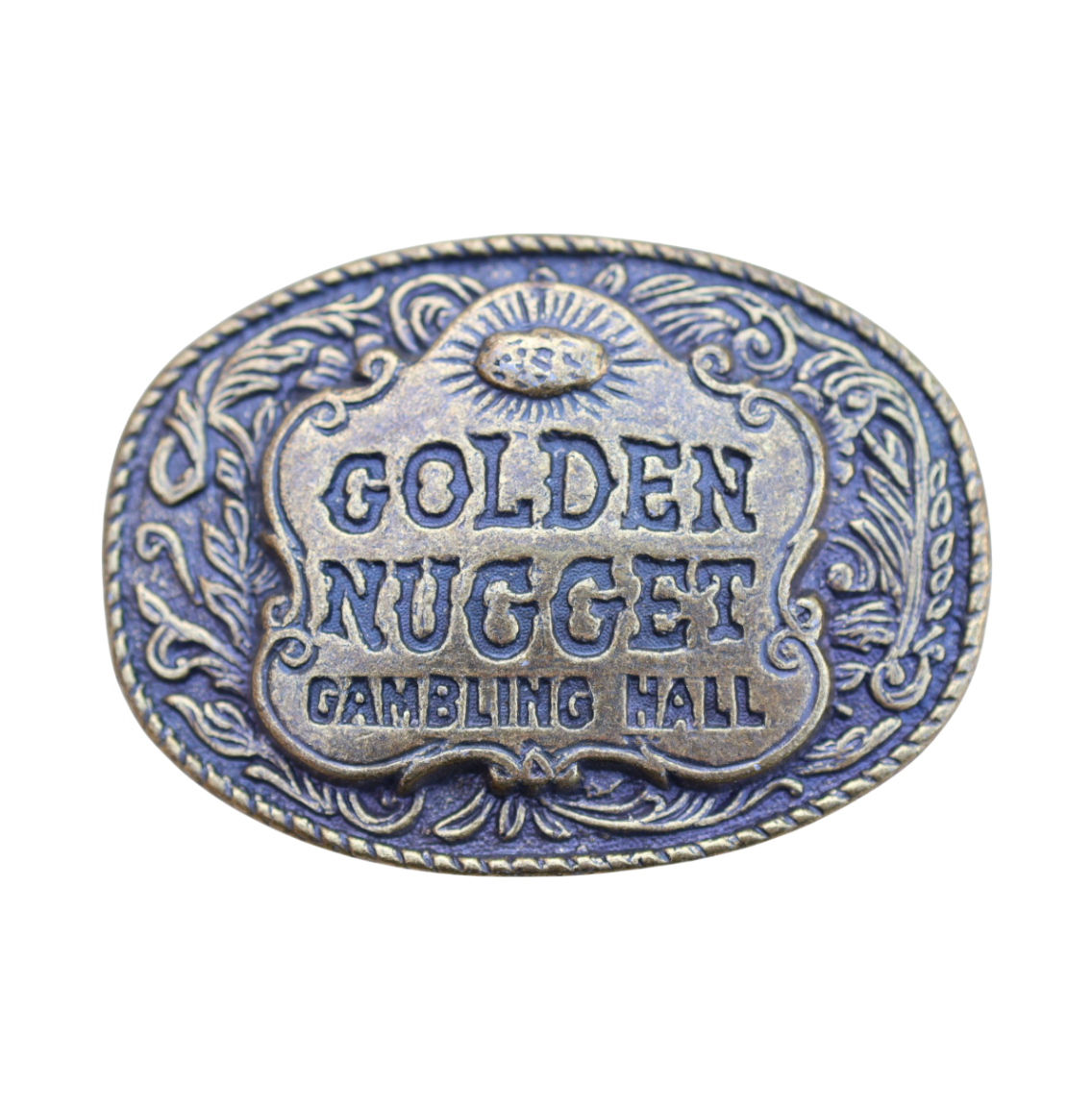vintage brass golden nugget belt buckle