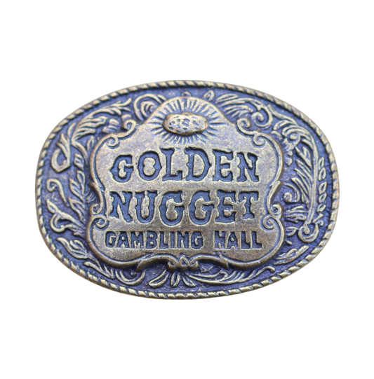 vintage brass golden nugget belt buckle
