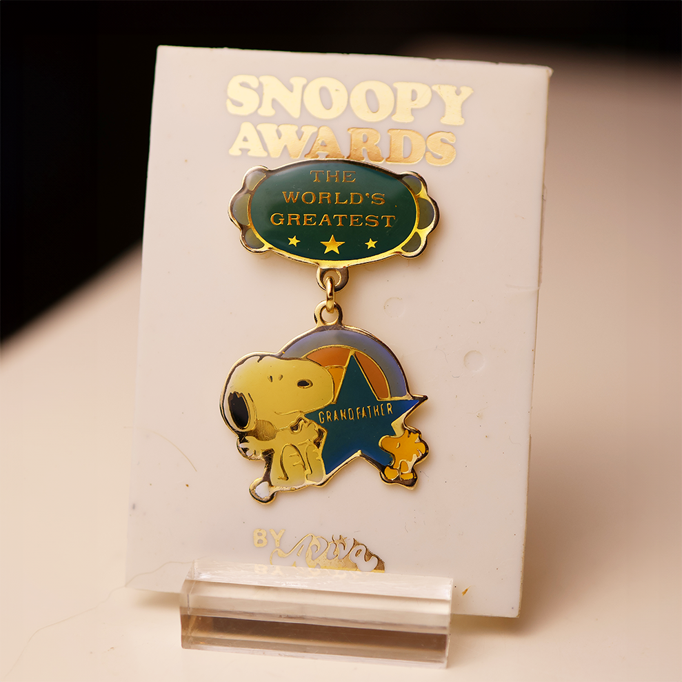 "World's Greatest Grandfather" Snoopy Award Enamel Pin