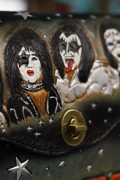 Hand Tooled & Painted KISS Purse
