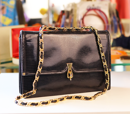Vintage Italian Snakeskin Chain Strap Handbag