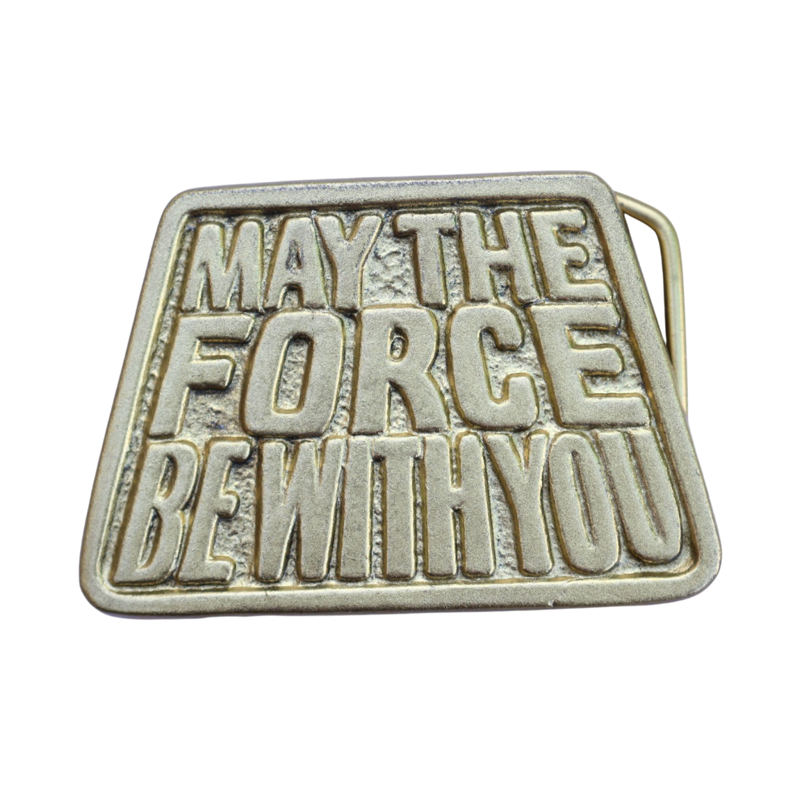 vintage brass star wars "may the force be with you" belt buckle