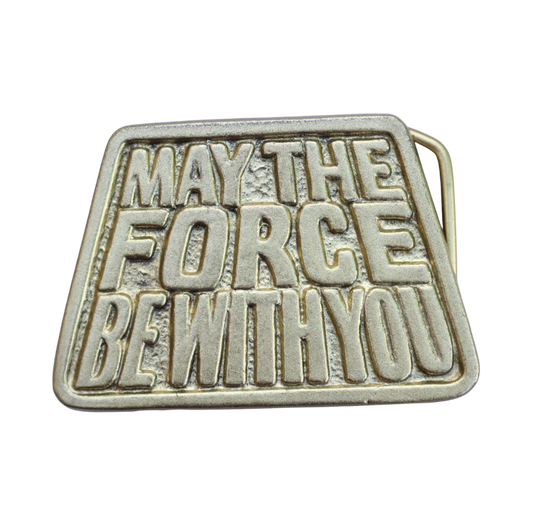 vintage brass star wars "may the force be with you" belt buckle