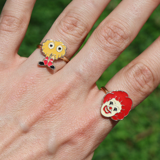 Two rings, one with Fryguy and one with Ronald McDonald
