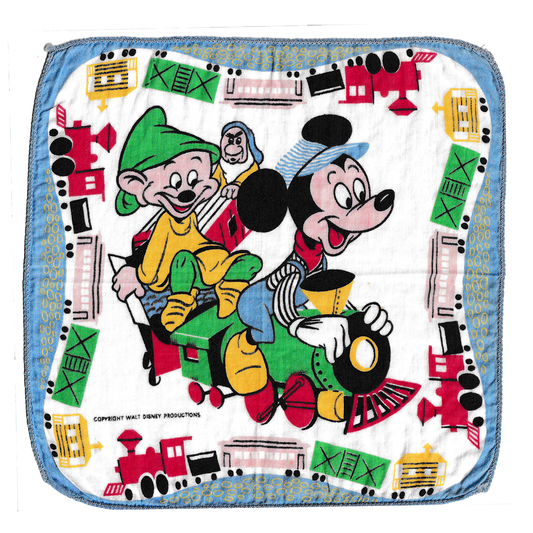 Vintage Mickey & 7 Dwarves Train Handkerchief
