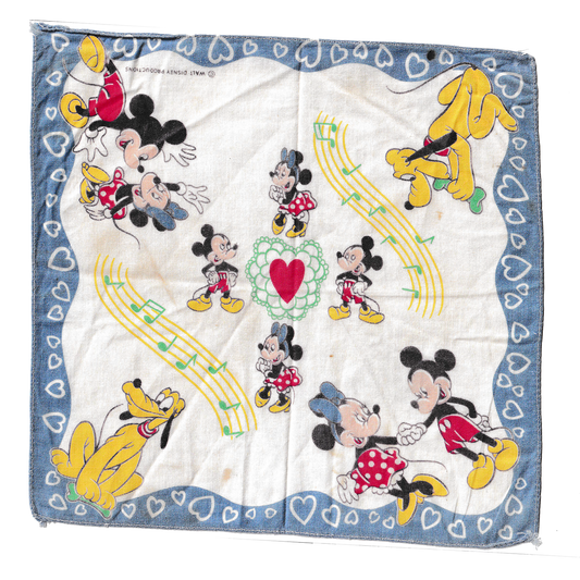 Vintage Minnie, Mickey & Pluto Handkerchief