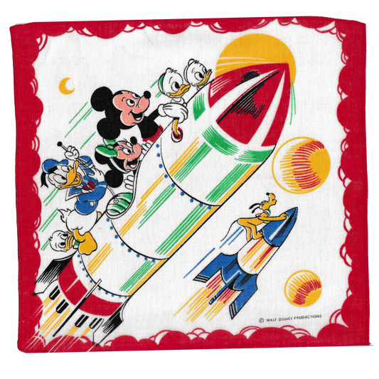Vintage Mickey & Friends Rocket Handkerchief