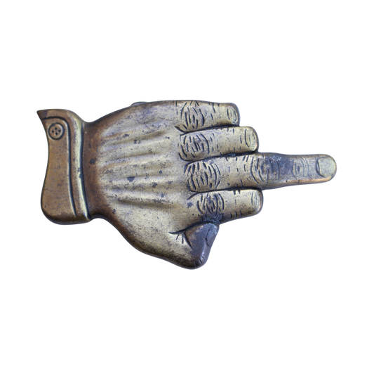 vintage brass middle finger belt buckle