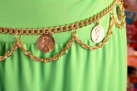 Deadstock Chain Swag Belts with Coin Charms
