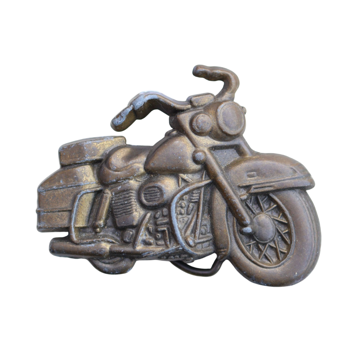 vintage brass motorcycle belt buckle