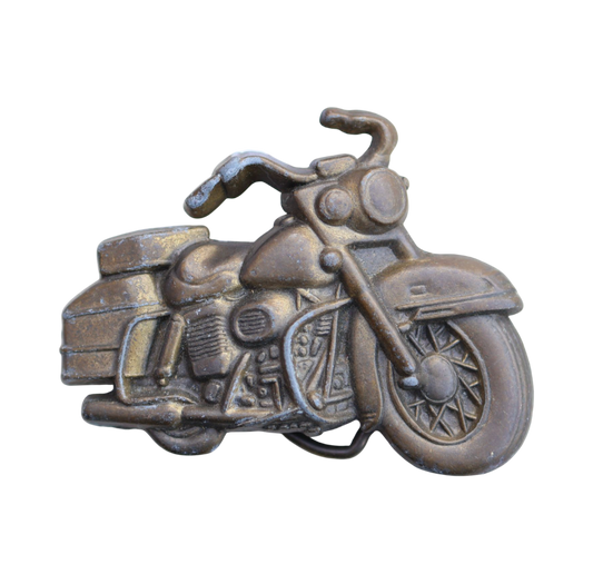 vintage brass motorcycle belt buckle