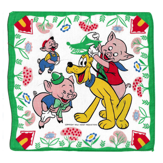 Vintage Pluto & Three Little Pigs Handkerchief