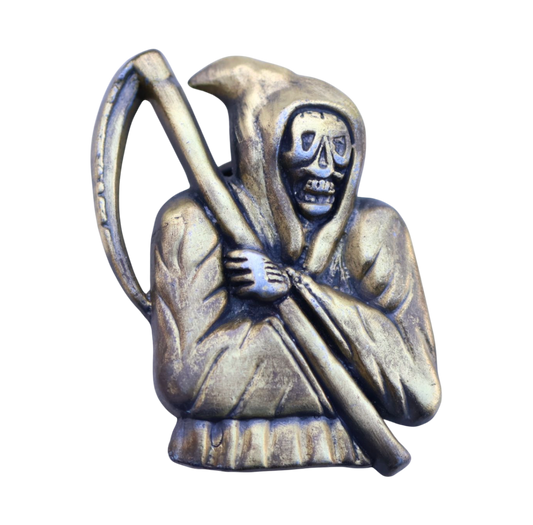 vintage grim reaper skull belt buckle